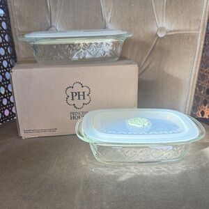Princess House Brand New Clear Glass Container with Lids